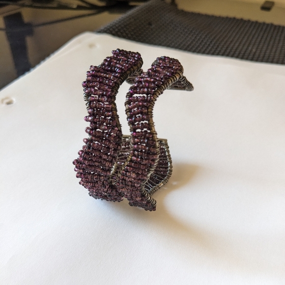 Dark Purple Beaded Wave  Bracelet - Picture 10 of 10